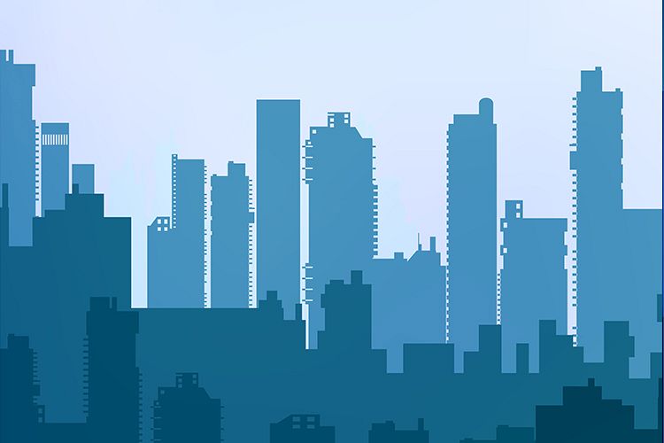 Landscape urban silhouette on a colorful background example image 1