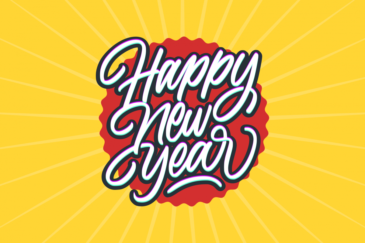 Happy New Year Calligraphy Text Card example image 1