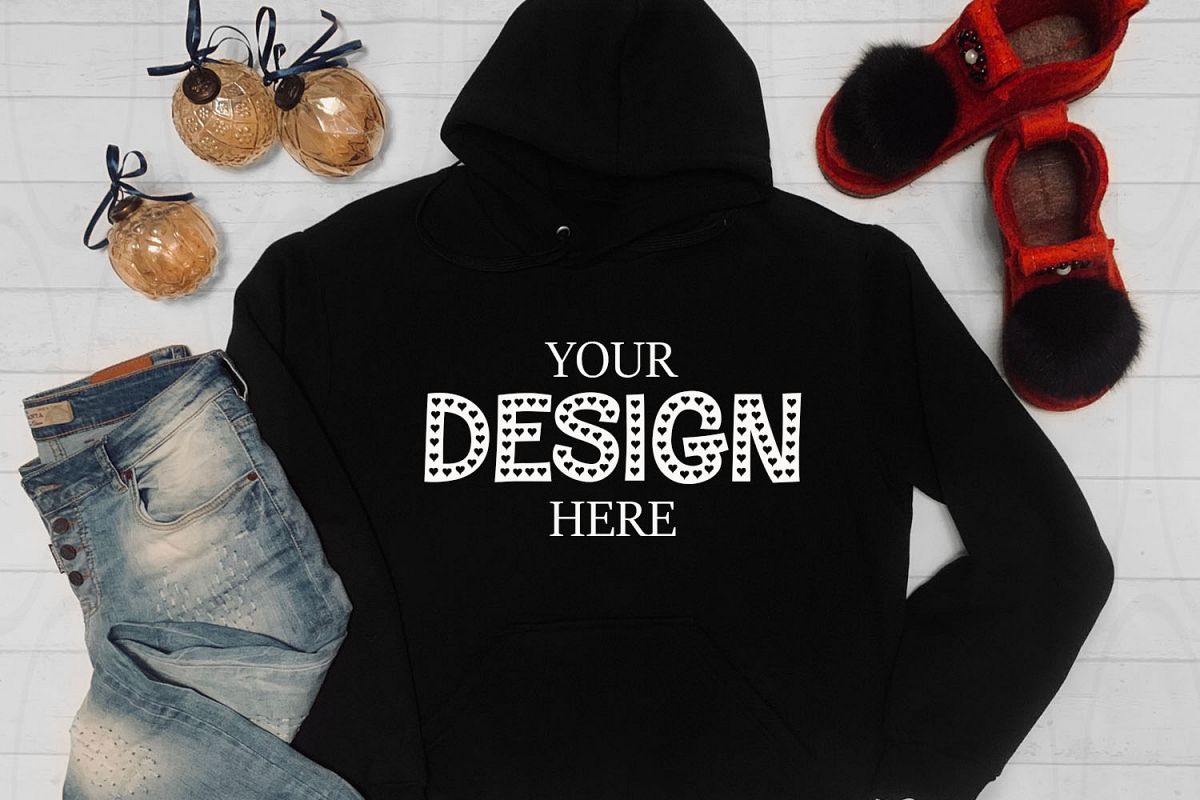 Unisex Hooded Sweat Shirt mockup Jersey Shirt Flat Lay Long example image 1