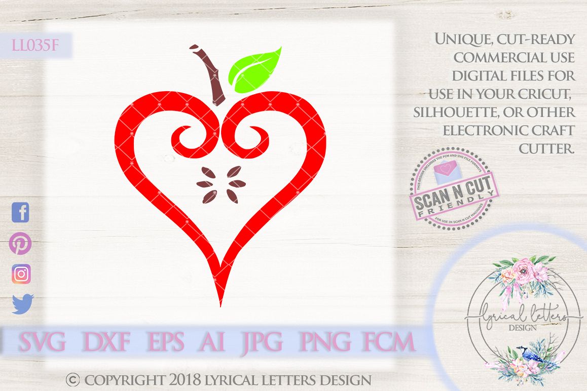 Apple Heart Teacher SVG Cut File LL035F example image 1