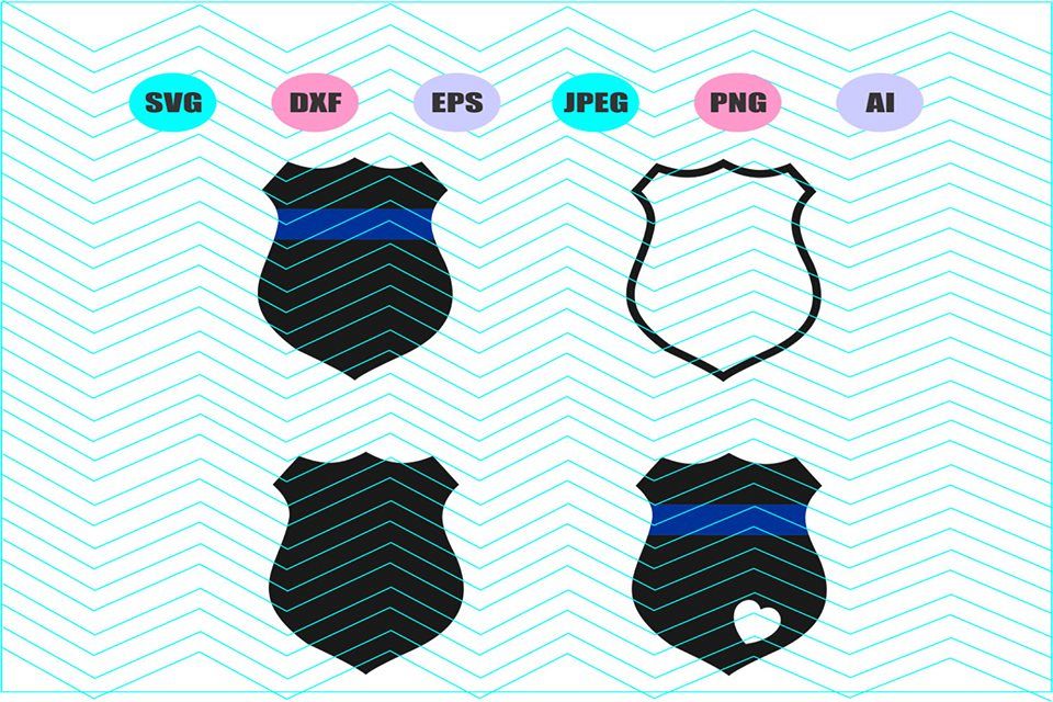 Police Badge Svg Vector File Silhouette Cricut Design Vinyl example image 1