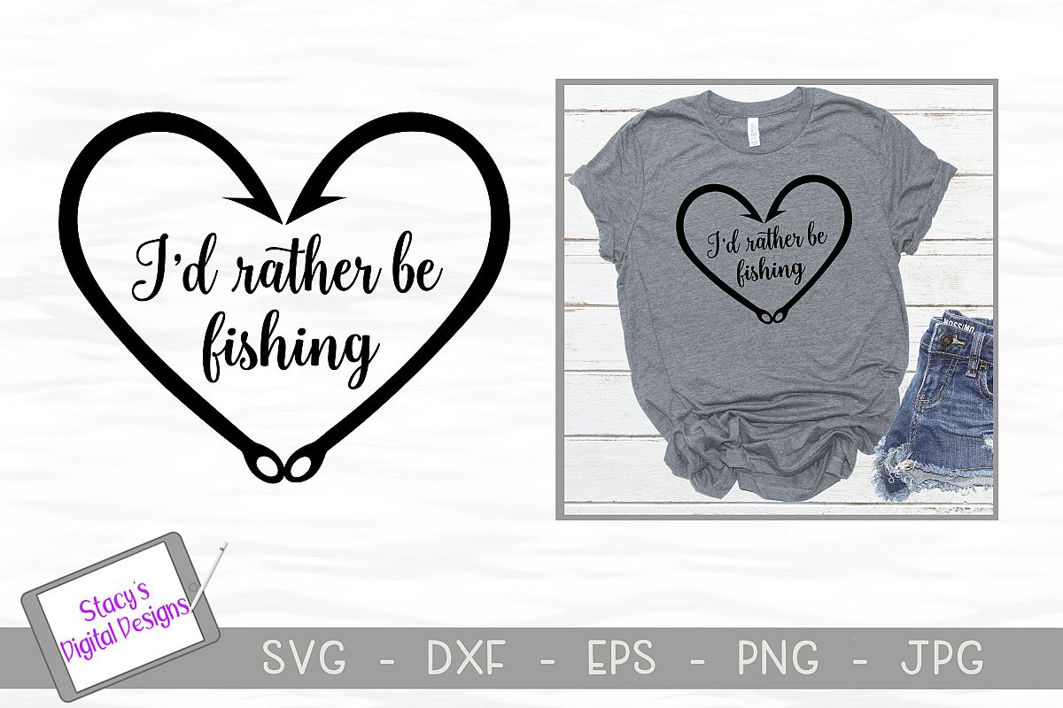 Fishing SVG - I'd rather be fishing SVG with fishing hooks