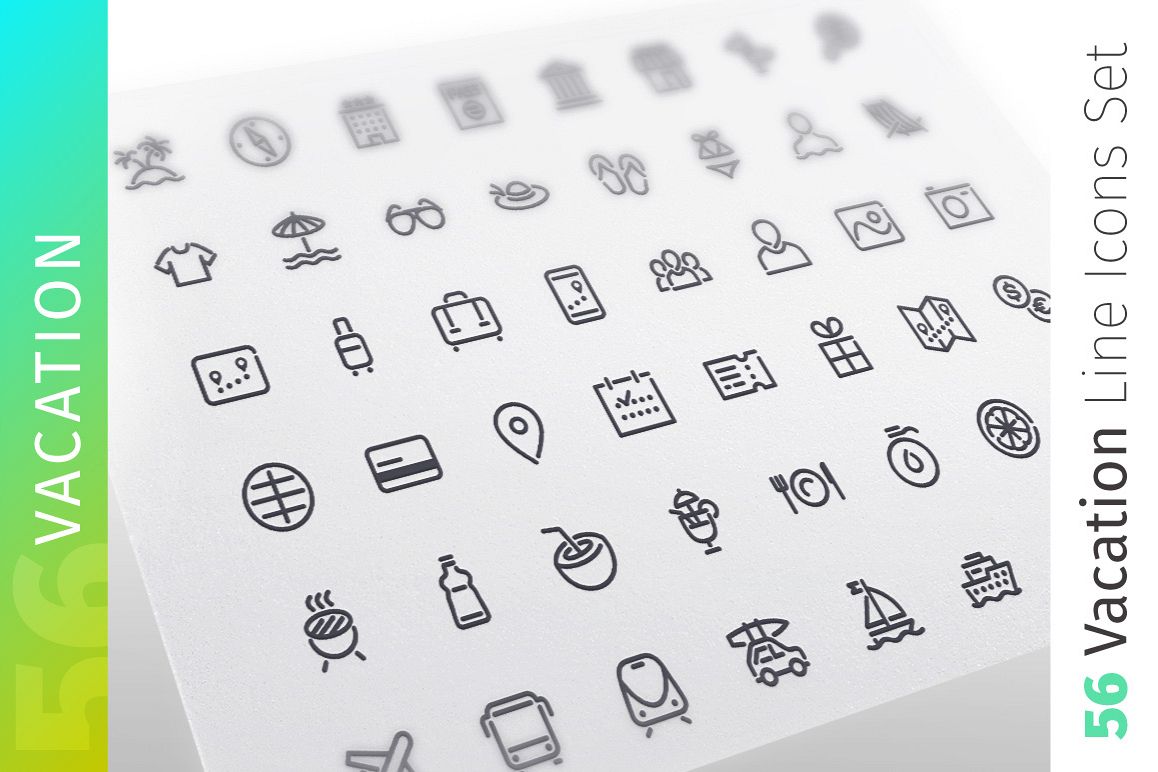 Vacation Line Icons Set example image 1