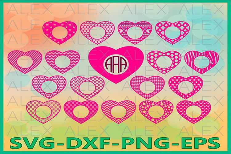 Hearts Monogram SVG, Valentine's day svg, Heart File svg example image 1