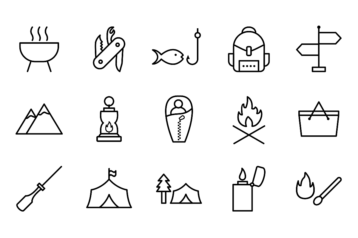 Download Set Of Camping And Bonfire Icons 444658 Icons Design Bundles