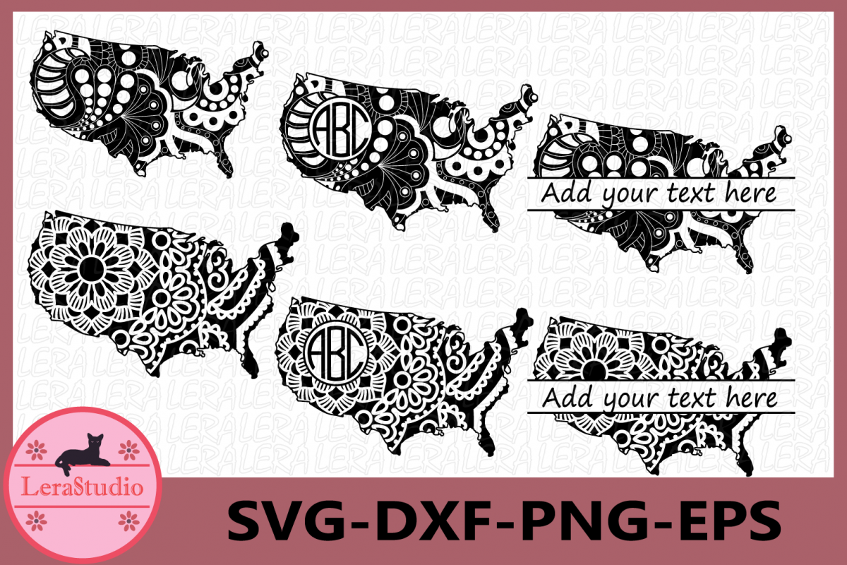 USA Svg, usa Mandala Svg, USA Zentangle svg, usa monogram example image 1