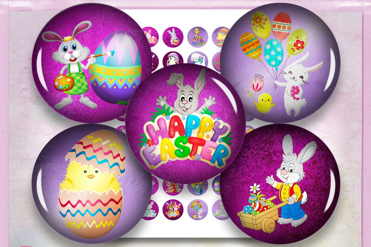 Easter Digital Collage Sheet,Easter Images,Easter Circles example image 1