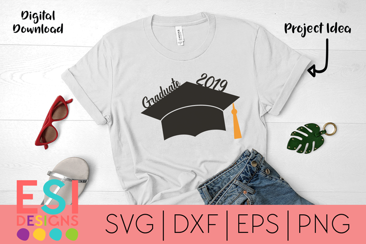 Graduation | Graduate 2019 Cap | SVG, DXF, EPS and PNG example image 1