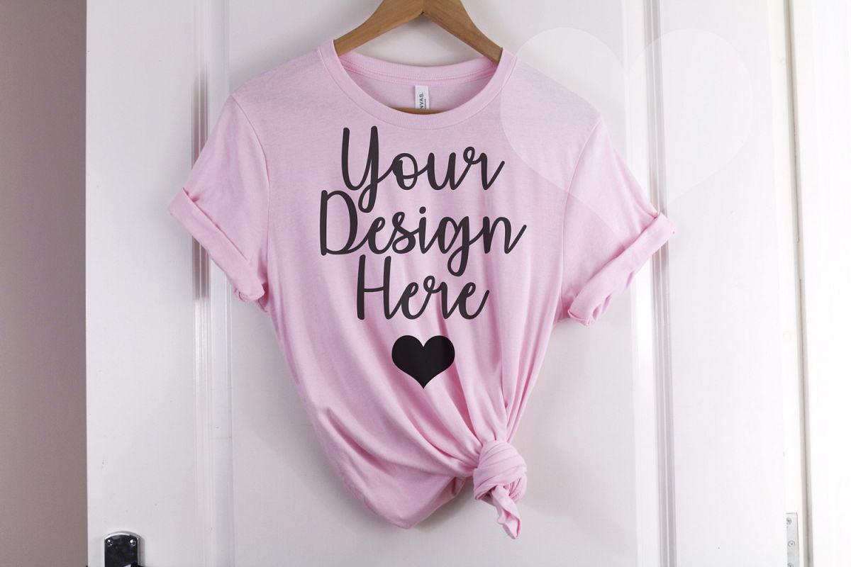 Pink Bella Canvas 3001 T Shirt Mockup - Bella Canvas Mockup example image 1