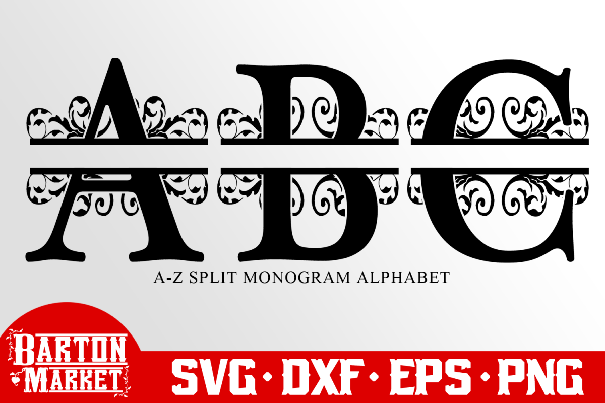 Split Letters A-Z Alphabet SVG DXF EPS PNG