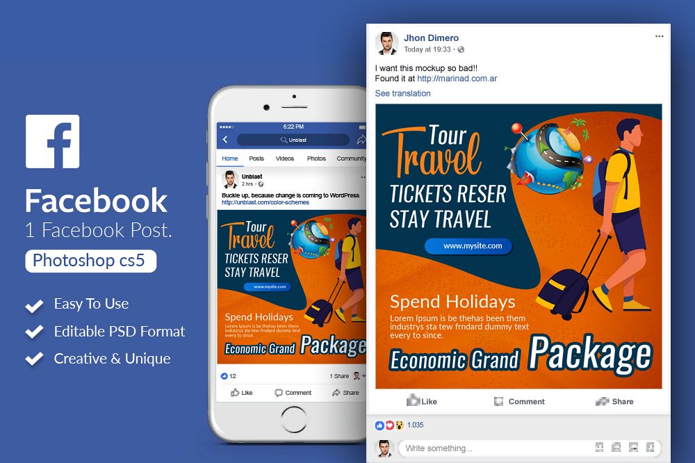 Tour & Traveling Agency Facebook Post Banner example image 1