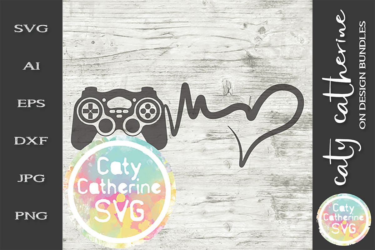 Heartbeat Love Heart Gaming SVG Cut File example image 1