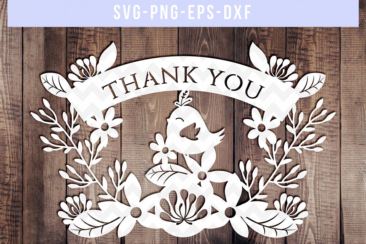 Download Thank you SVG Cut File, Wedding Paper Cutting, DXF EPS PNG