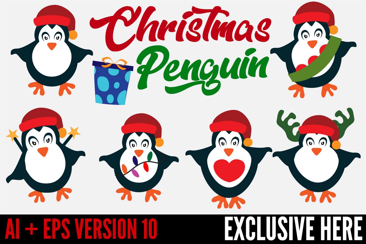 6 Christmas penguin Vector Character example image 1