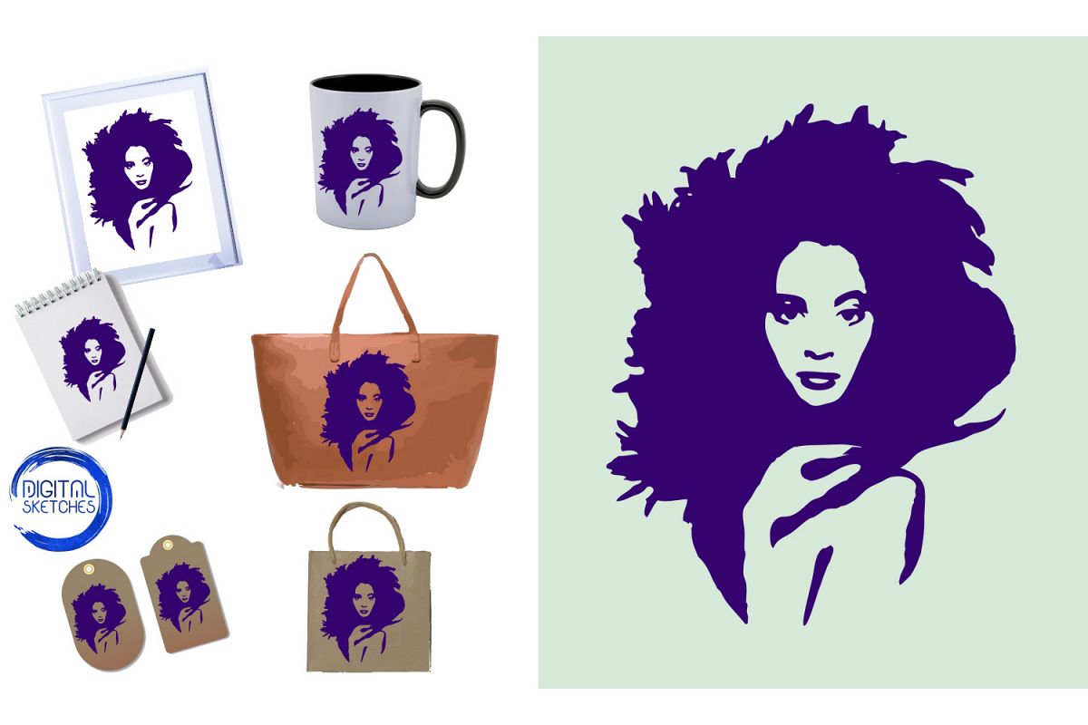 Swan Woman Portrait Cut File Vector Graphics Illustration example image 1