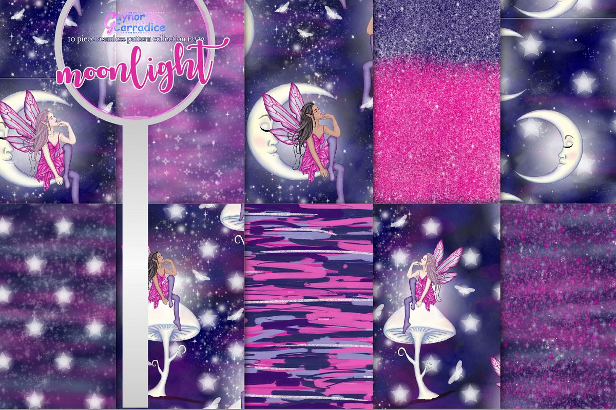 Moonlight Fairy Seamless Pattern Collection example image 1