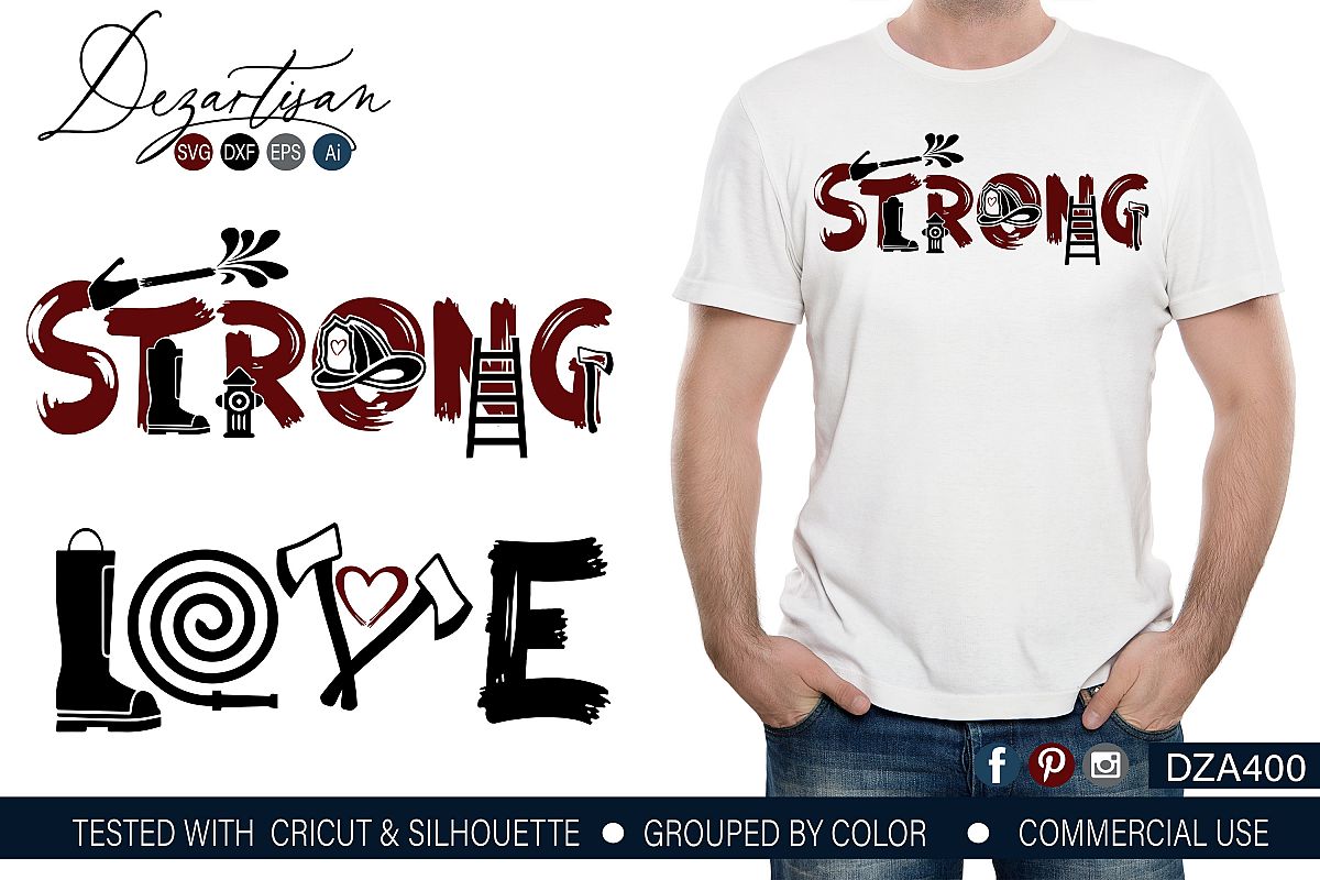 Fireman Strong Love SVG | DXF File example image 1
