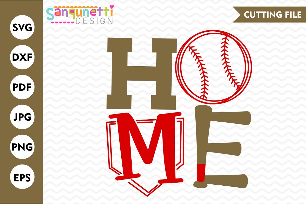 Home baseball SVG, sports cutting files example image 1