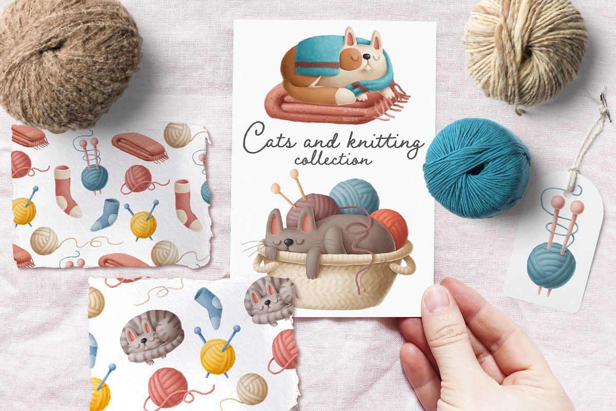 Cats and knitting example image 1