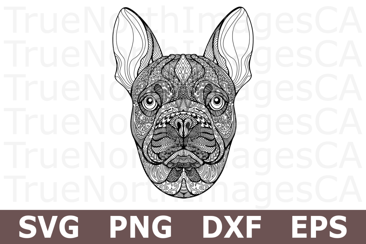 Zentangle French Bulldog - A Zentangle SVG Cut File example image 1