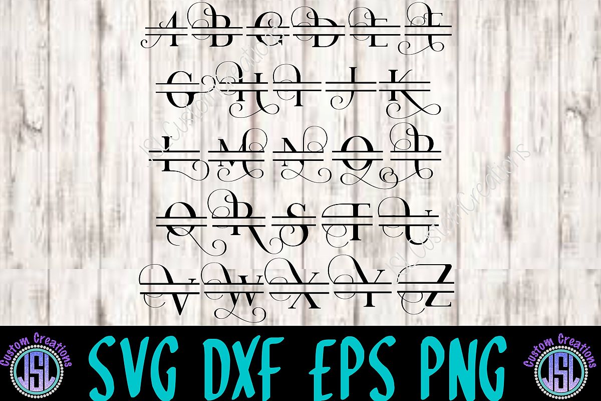 Download Split Fancy Letter Monogram SVG, EPS, DXF, PNG Digital ...