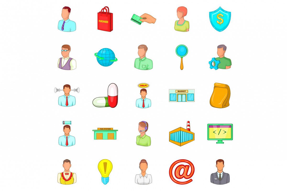 Teaching icons set, cartoon style example image 1