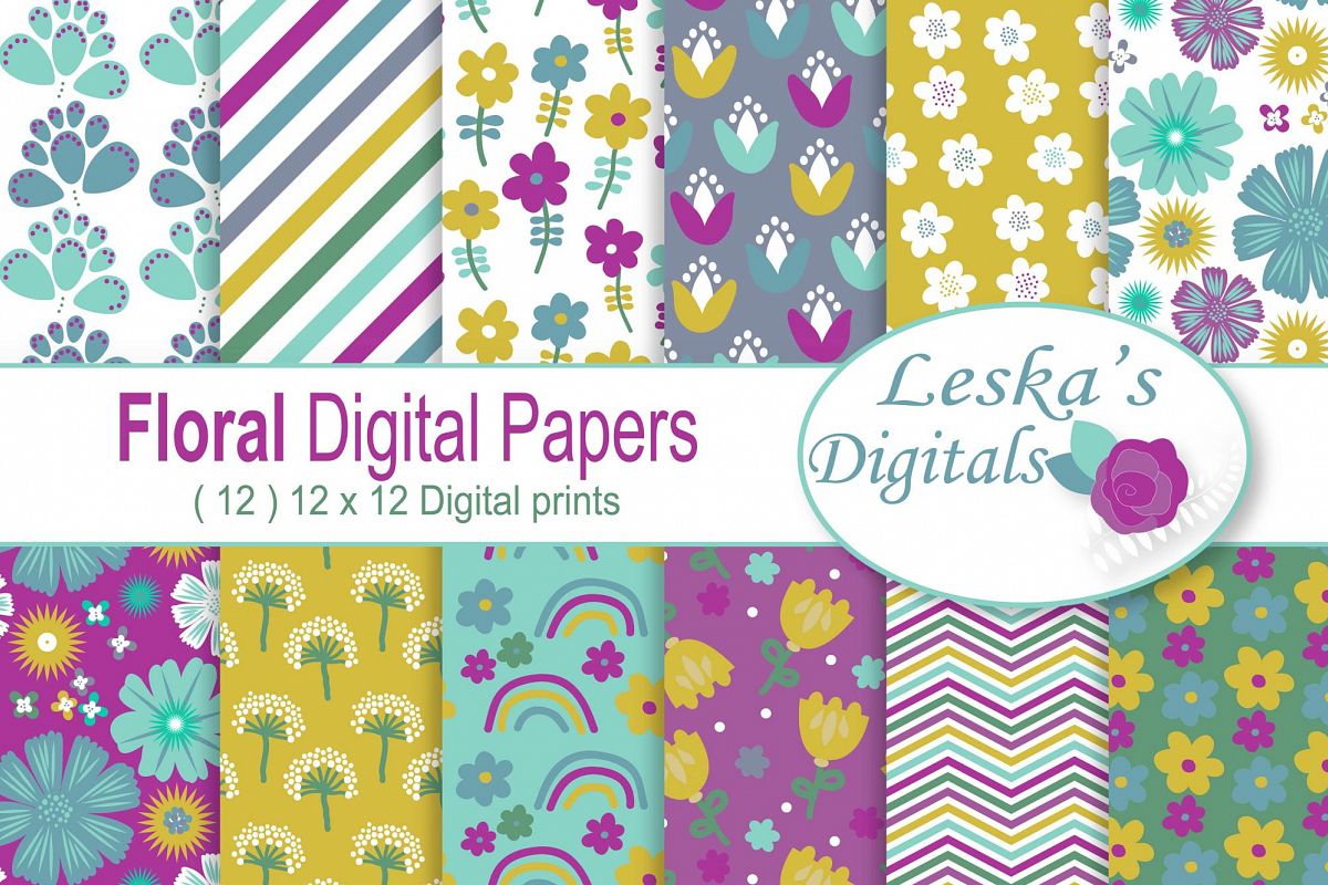 Floral Digital Paper example image 1