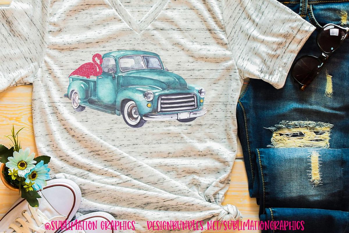 Flamingo Truck Sublimation PNG example image 1