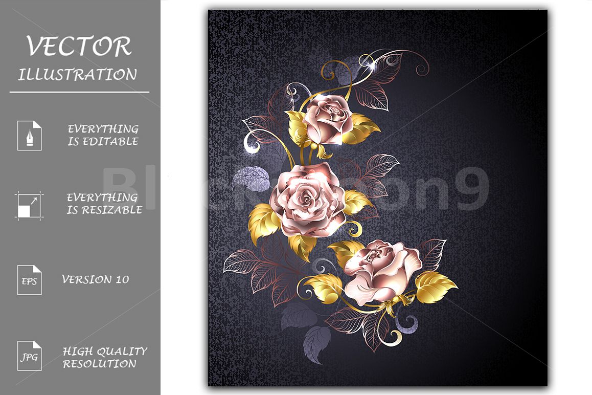 Three Roses in Pink Gold example image 1