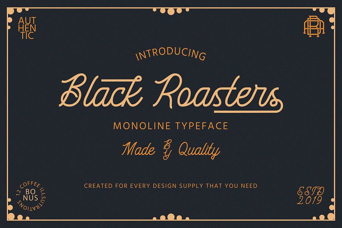Black Roasters | Monoline Font example image 1
