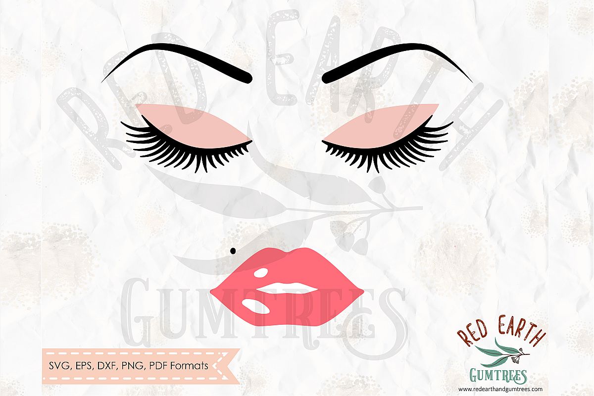 Lashes lips and eyebrows, eyelashes in SVG, DXF, PNG, EPS (132071