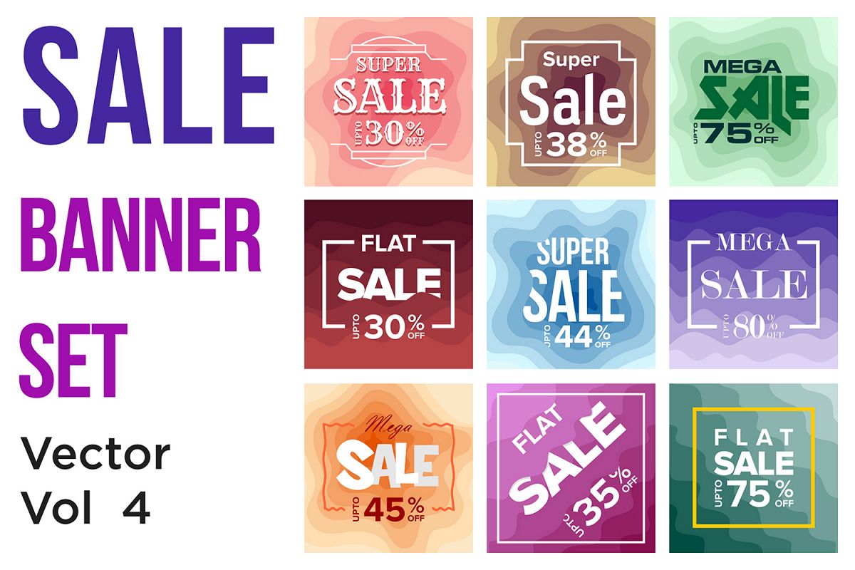 Sale Banner Colorful Paper Art Abstract Background example image 1