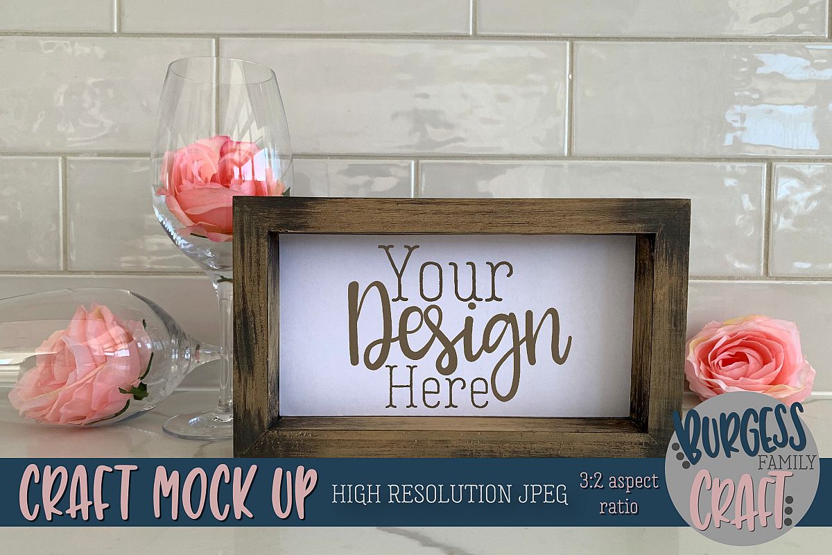 Pretty wood sign craft mock up |High Resolution JPEG example image 1