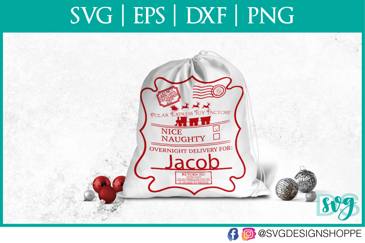 Santa Sack Label, SVG Files example image 1