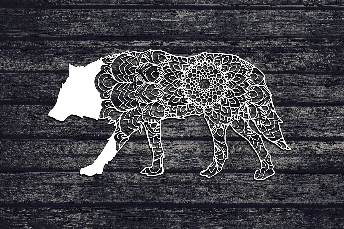 Mandala Wolf Svg, Wolf Svg, Mandala Svg, Zentangle Svg, Boho example image 1