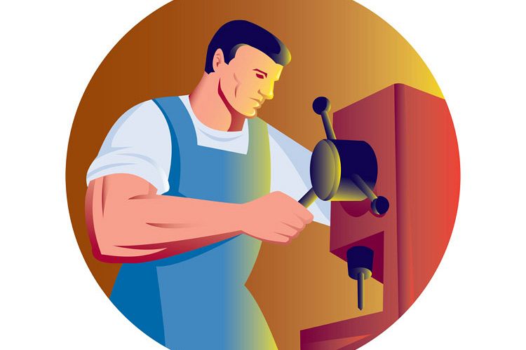 trade factory worker working with drill press example image 1