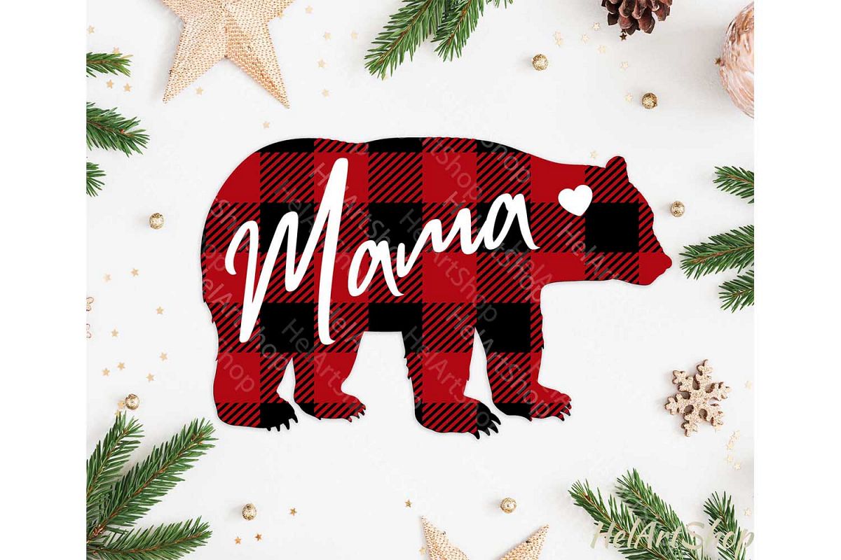 Download Mama Bear svg, Buffalo plaid svg