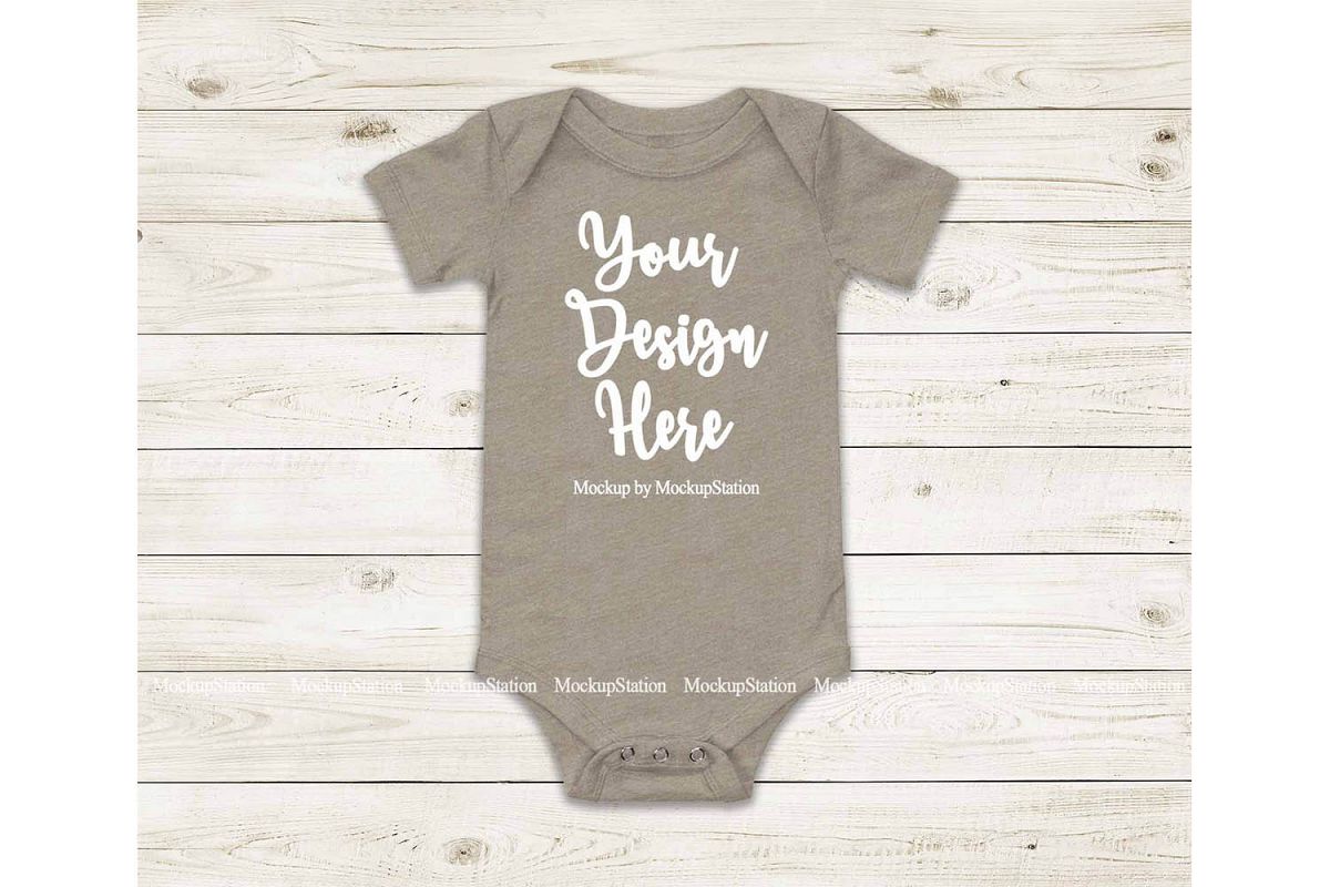 Baby Heather Stone Bodysuit Mockup, Blank Toddler One Piece example image 1