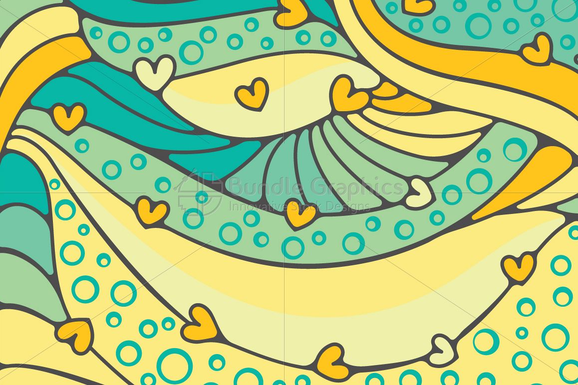 Heart Waves Colorful Vector Background example image 1