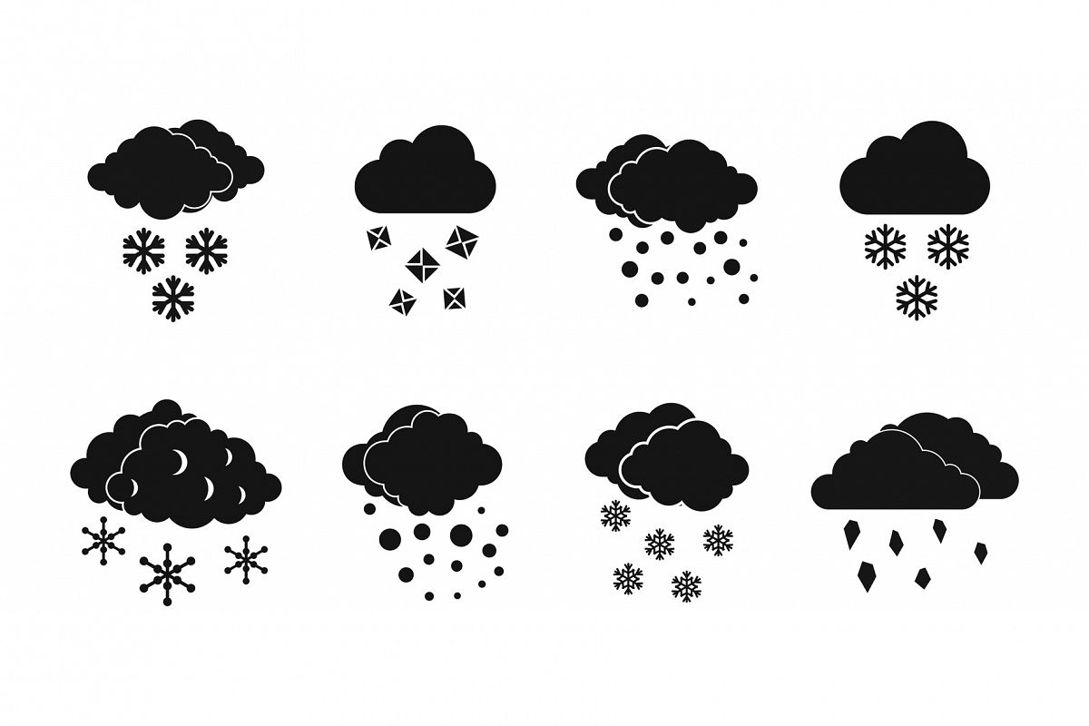 Snow cloud icon set, simple style example image 1