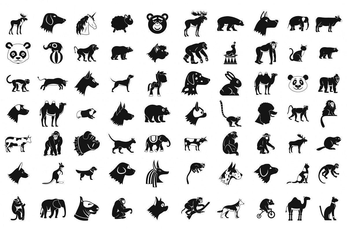 Animals icon set, simple style example image 1