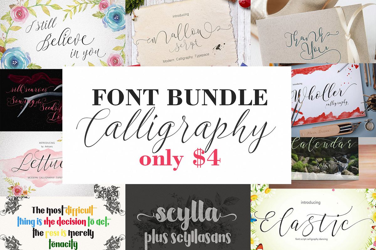 Font Bundle (194640) | Calligraphy | Font Bundles