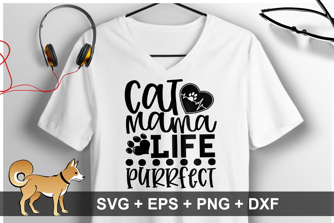 Cat Mama Life Is Purrfect SVG Design example image 1