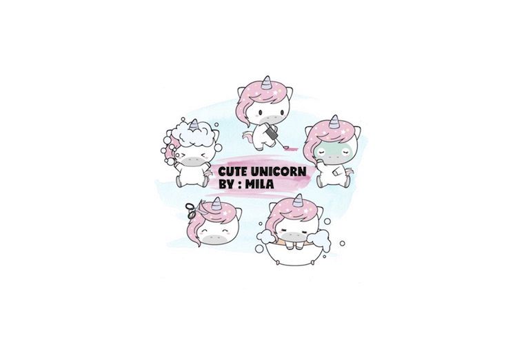 KAWAII UNICORN CLIPART BUNDLE PNG example image 1