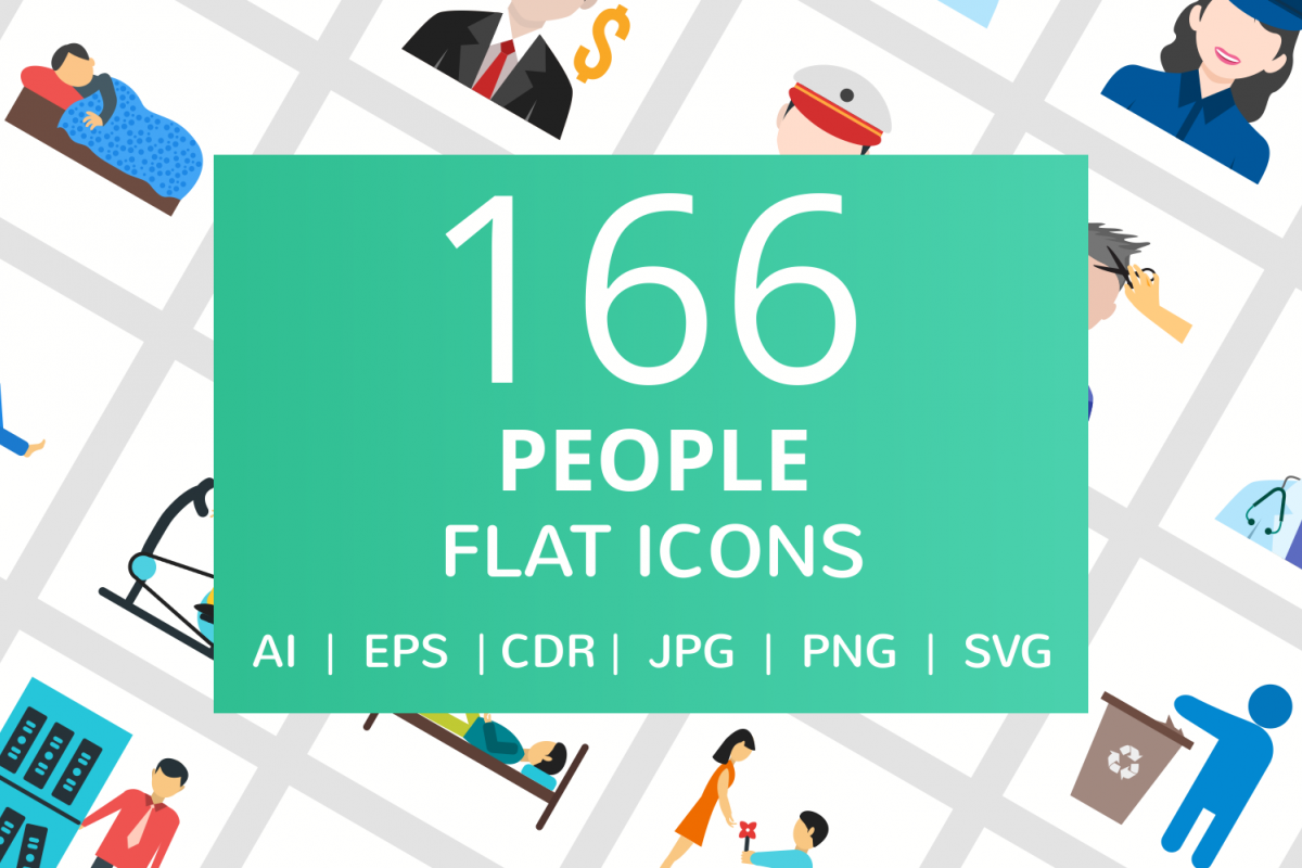166 People Flat Icons example image 1