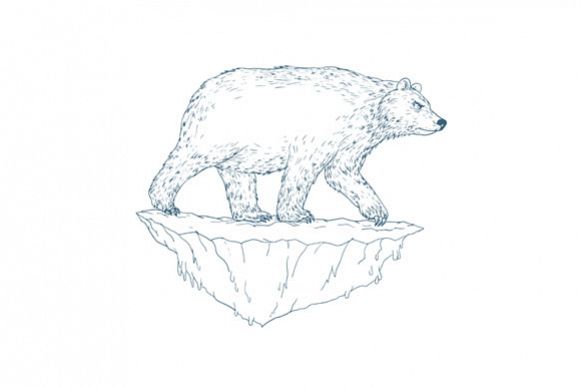 Polar Bear Walking Iceberg Ukiyo-e example image 1