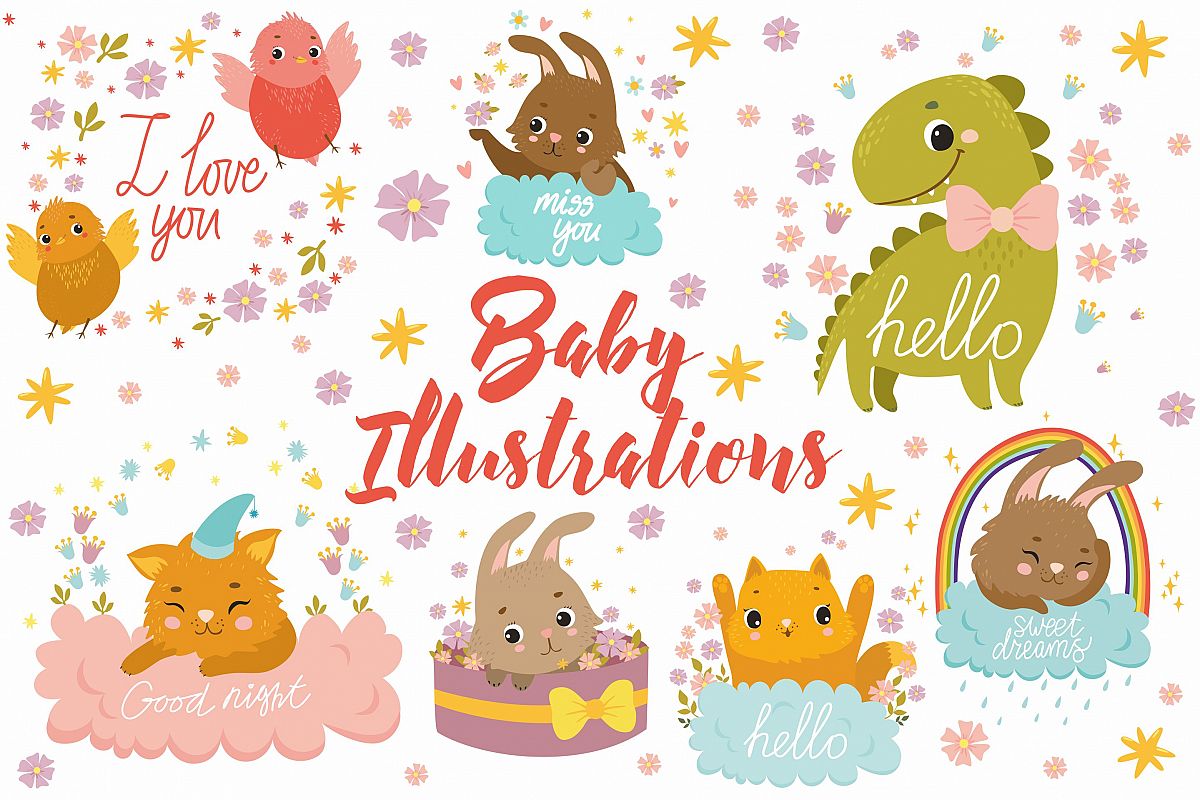Baby Illistrations/ kid patterns example image 1