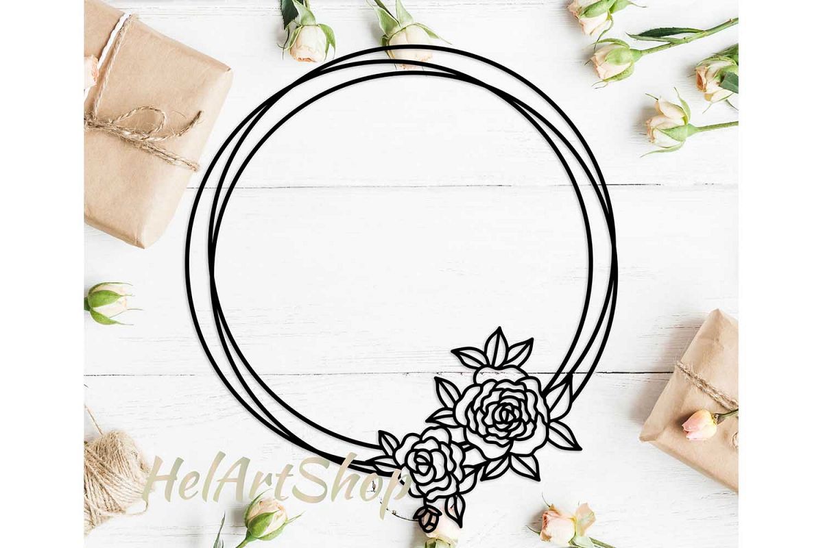 Flower Frame SVG, Flower Wreath svg, Wreath SVG file example image 1