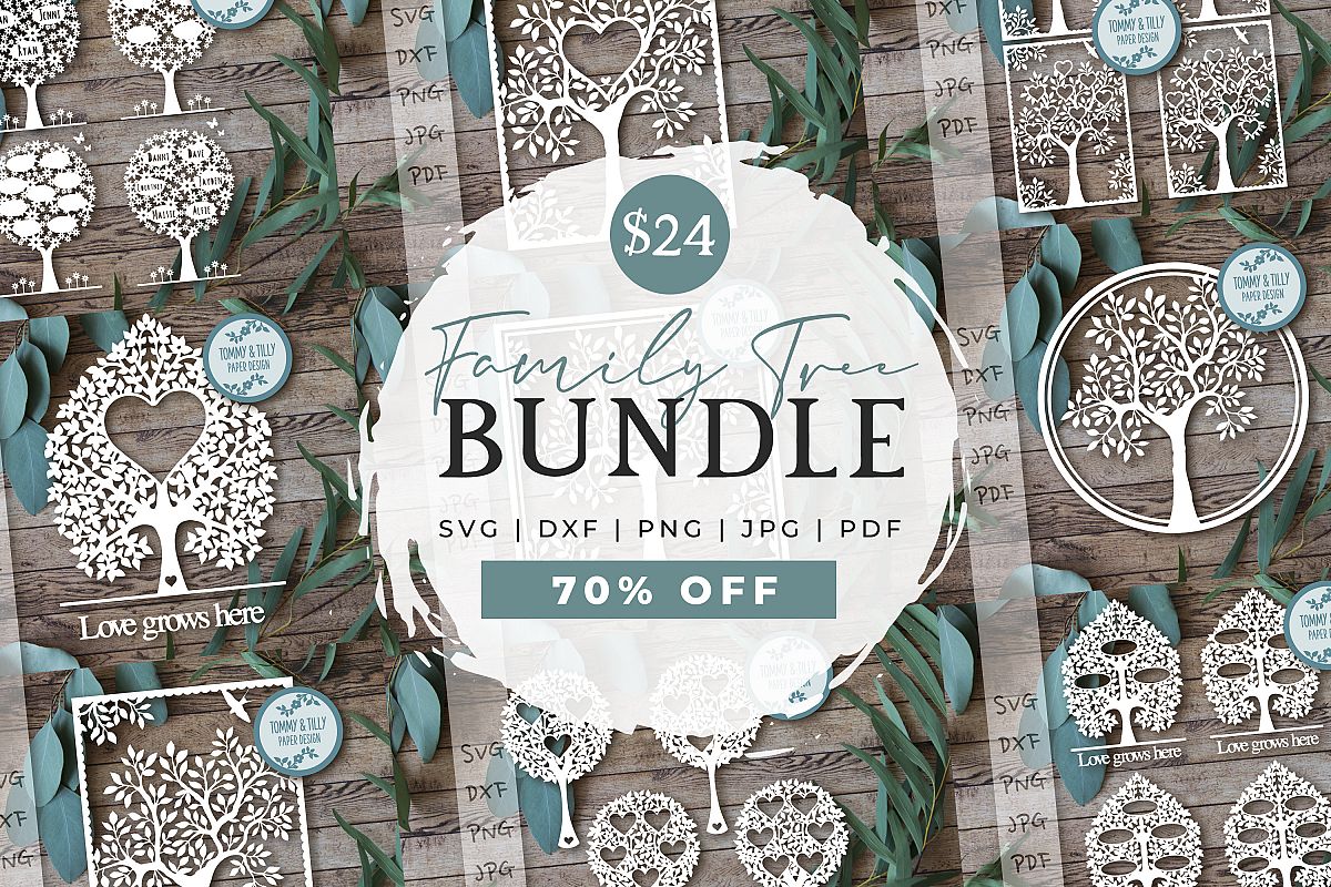 MEGA BUNDLE! Family Tree Cut Files - SVG | Papercut example image 1