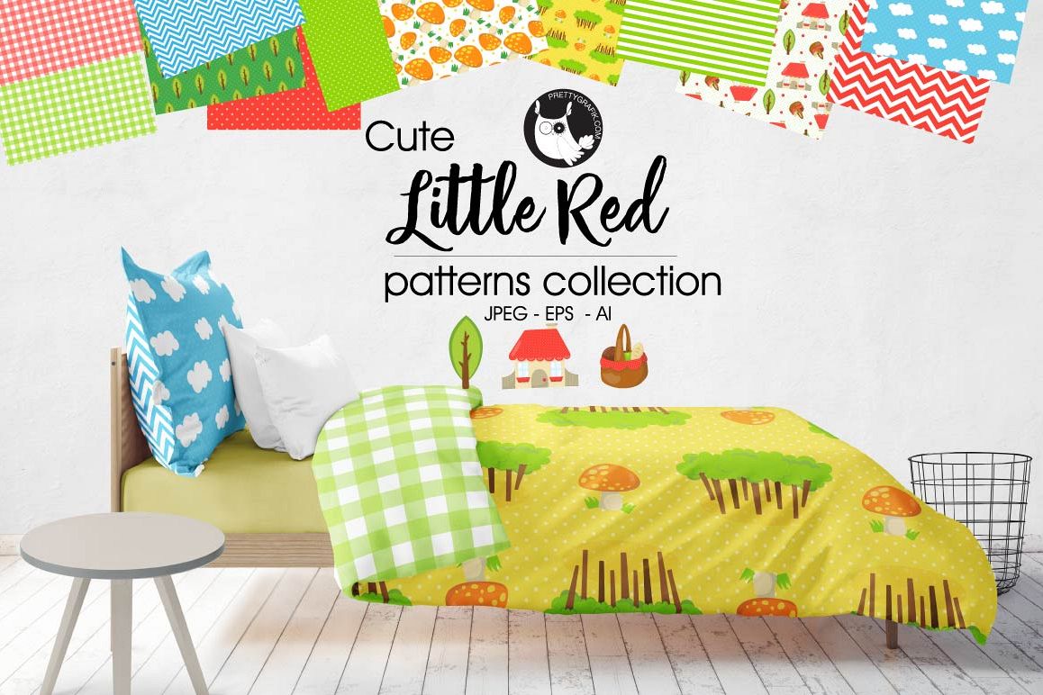 LITTLE-RED, digital papers example image 1